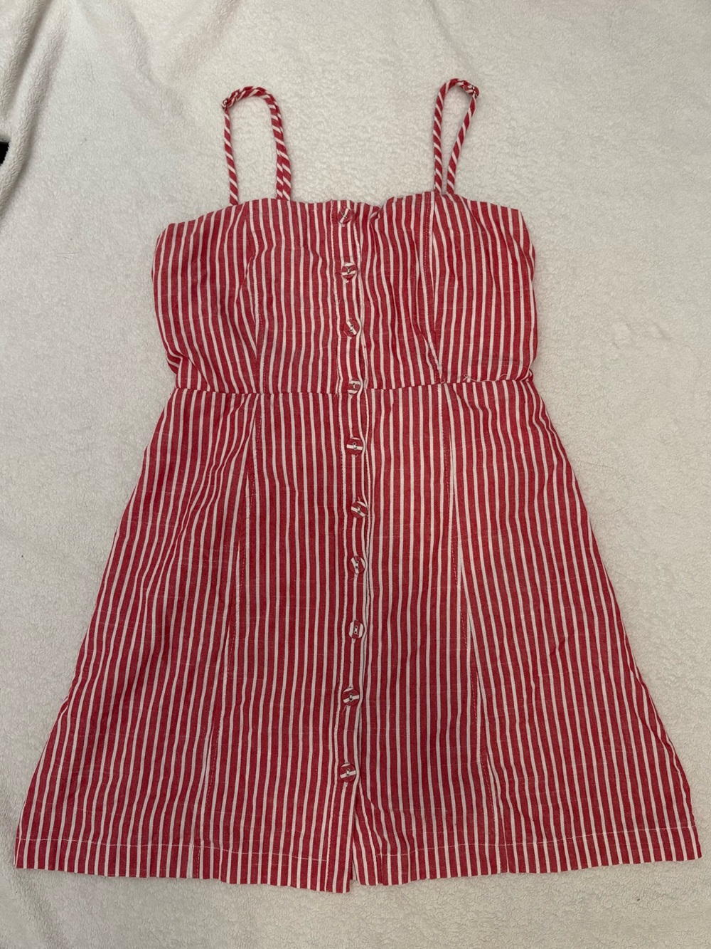 Forever 21 Red and White Striped Button-Front Sundress